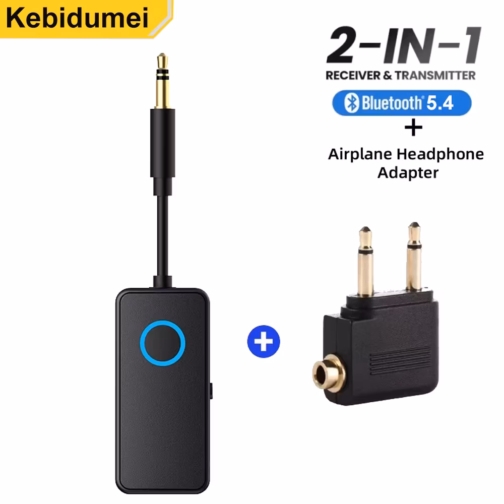 Airplane Bluetooth Transmitter Receiver 2-in-1 Wireless Bluetooth Adapter 3.5MM Aux Music Audio Adapter for Car Speaker Flight