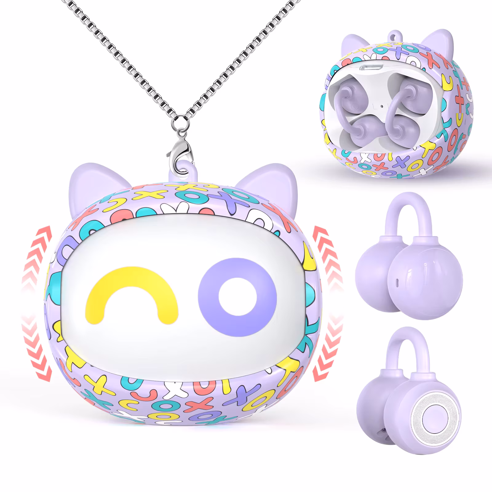 Ows Ear Clip Wireless Earphones Cartoon Flip Design HD Call Bluetooth Headphones For Kids Student HiFi Music Earbuds Smart Touch