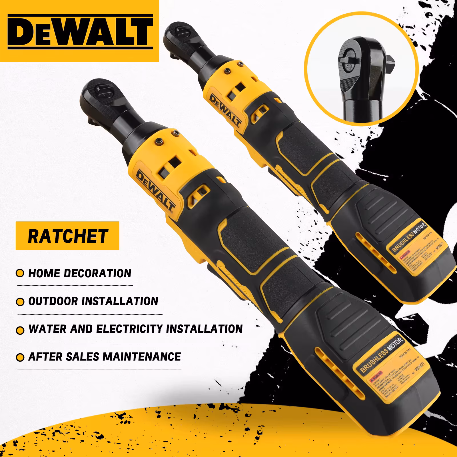 Dewalt DCF512 Ratchet Right Angle Cordless Wrench Variable Speed Brushless Power Wrench Led light Battery Power Tools