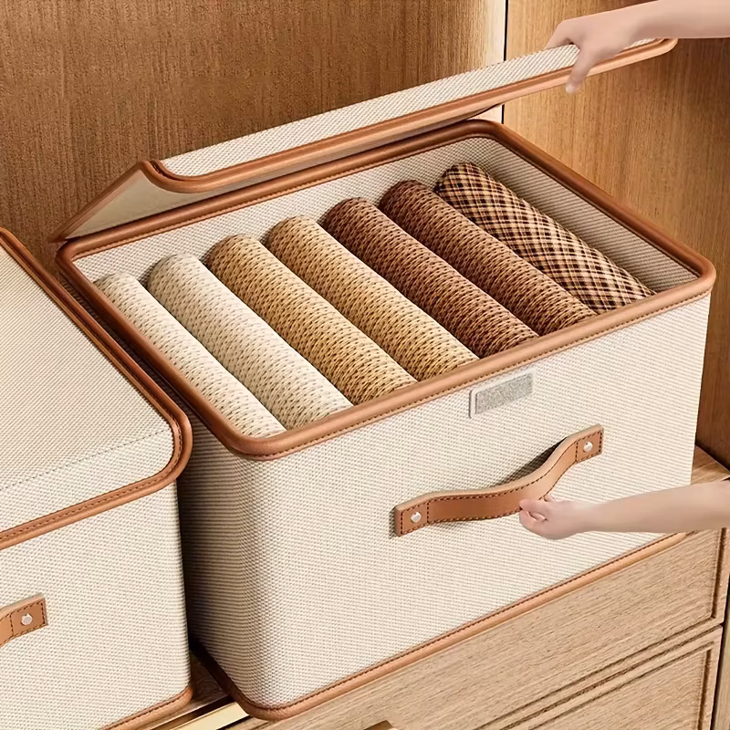 2-Pack Rectangle Storage Bins, Oxford Cloth Foldable Organizer with Flip Lid, Multipurpose for Home, Dorm, Bedroom, Closet, Under-Bed Storage