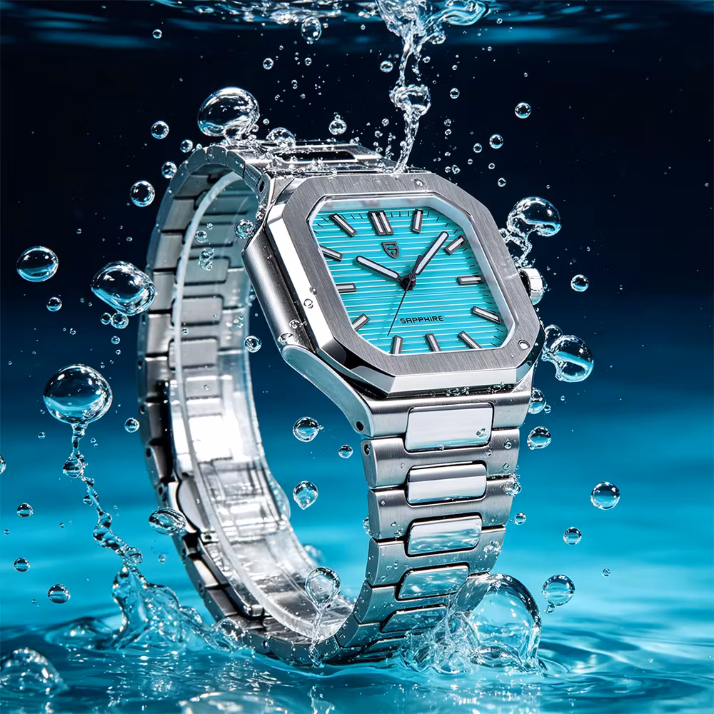Pagani Design 37MM Square Men Quartz Watches Luxury Sapphire Glass AR Coated Business Watch VH31 Luminous Watch for Men