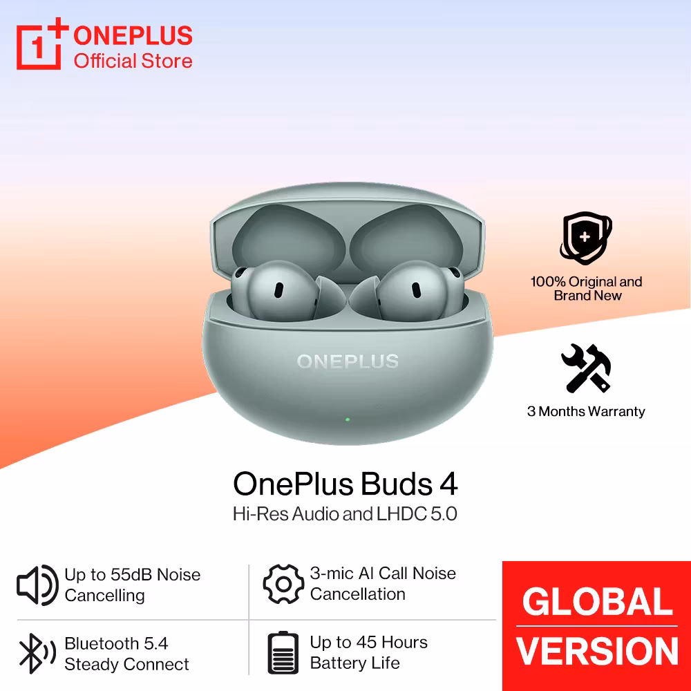 OnePlus Buds 4 Wireless Earphones Global Version 55dB Noise Cancellation Portable Earbuds Lhdc 5.0 Bluetooth 5.4