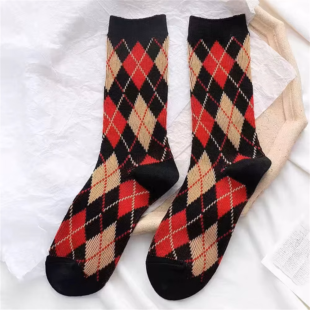 3 Pairs/Lot Women Winter Warm Lattice Cotton Preppy Style Casual Deodorant Socks High Quality Sokken Dropship Bundle
