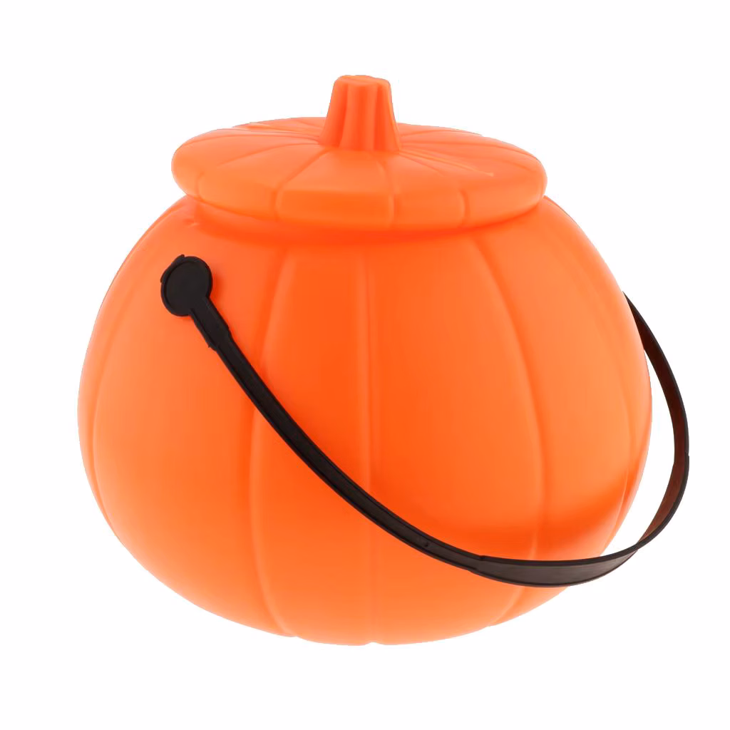 Halloween Candy Bucket Pumpkin Holder Jar Plastic Trick or Treat Pot for Kids Party Decor