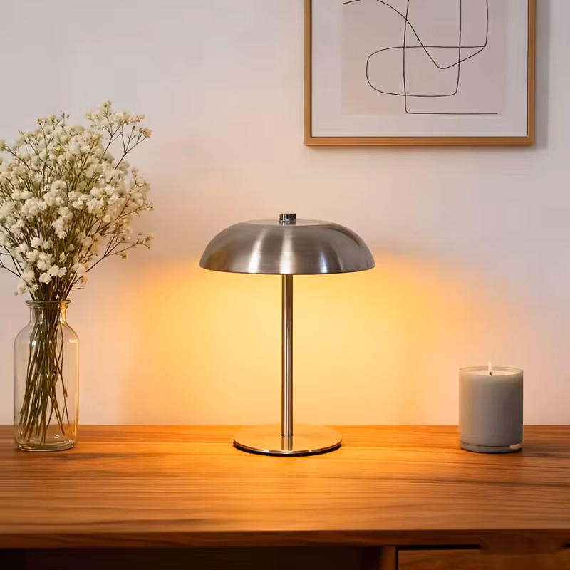 Multi-scene Ambient Light Metal Vintage Minimalist Mushroom Table Lamp Light Luxury Creative Led Eye-protection Usb Rechargeable Touch Dimming Multiple Color Options Bedroom Bedside Desk Lamp