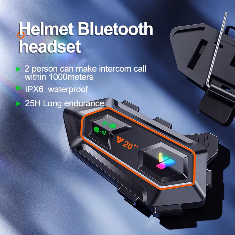 Y20 2X Motorcycle Helmet Intercom Headset Bluetooth 5.0 Wireless Helmet Headphone IPX6 Waterproof Hands-free Call Motor Earphone