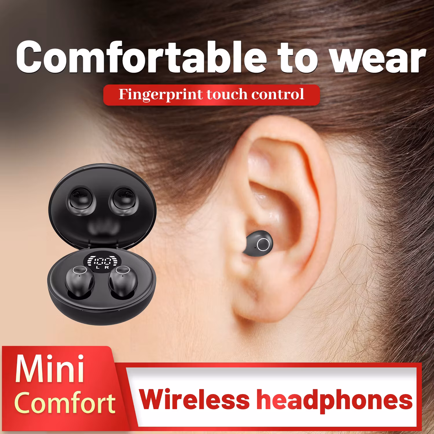 Ultra Small Invisible Sleeping Earbuds Wireless Bluetooth Earphones, Bass Hifi Music, Suitable For Casual Sports, Work, Classroom, Comfortable Wearing Noise Cancelling Headphones, Birthday Gift For Male And Female Couples And Students