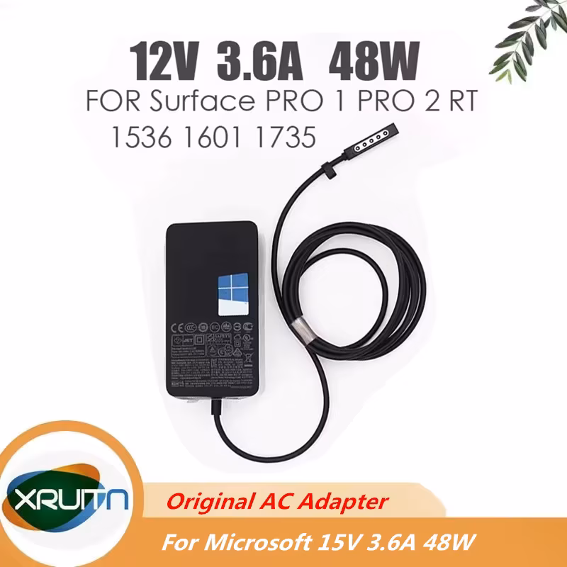 12V 3.6A 48W Charger for Microsoft Surface Pro 1 pro 2 RT Windows 8 power adapter 1601 1536 charger charge with 5V 1A