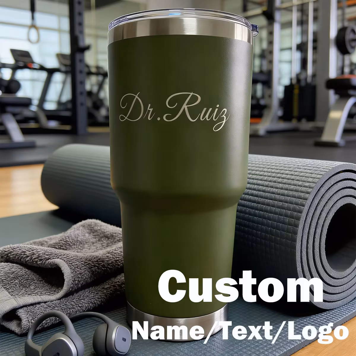 Custom Personalized 30 oz Vacuum Insulated Stainless Steel Large Capacity Tumbler for Workouts, Yoga, Gym, Office, Women, Men
