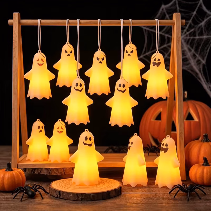 Halloween Ghost Lantern Mini Hanging Led Pumpkin Lamp for Party Haunted Home Cute Decor Pendant Spooky Indoor Outdoor Doorway