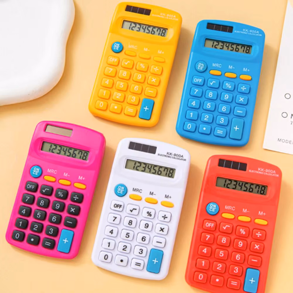 8-Digit Mini Pocket Calculator Large Led Display Silent Standard Function Calculator Candy Color Math Calculator Students