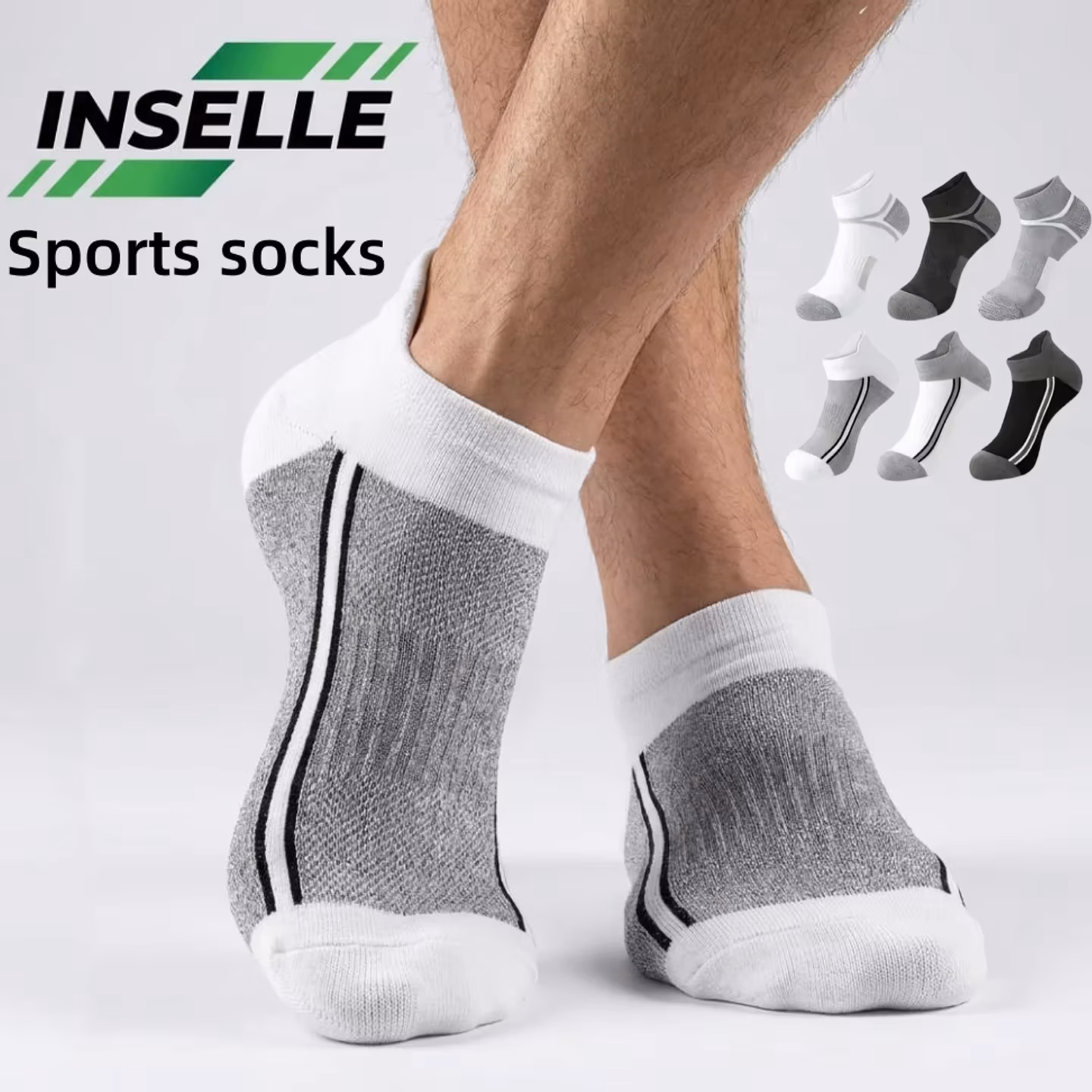 Multi Pack All Season Men's No Show Sports Socks, Mesh Breathable Color Block Striped Socks, Moisture Wicking Wear Resistant