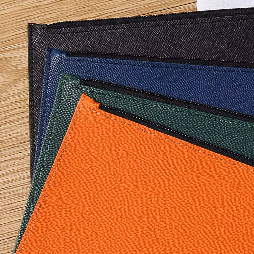 Large Capacity A4 Imitation Leather File Folder Waterproof Simple Business Document Bag with Rope Portable File Storage Bag