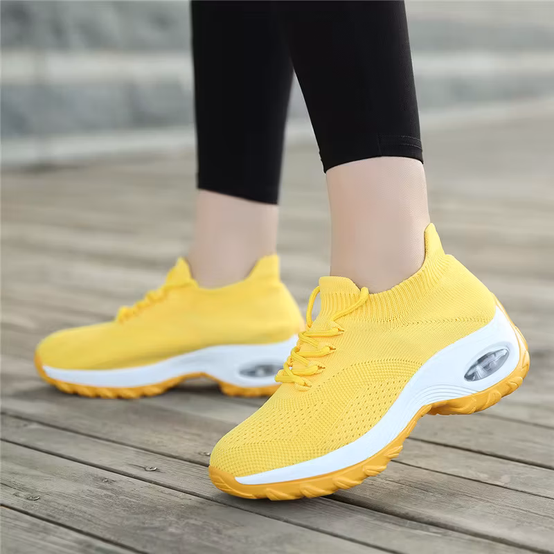 Women's Air Cushion Platform Sneakers | Breathable Knit Sock Shoes for Walking & Running
