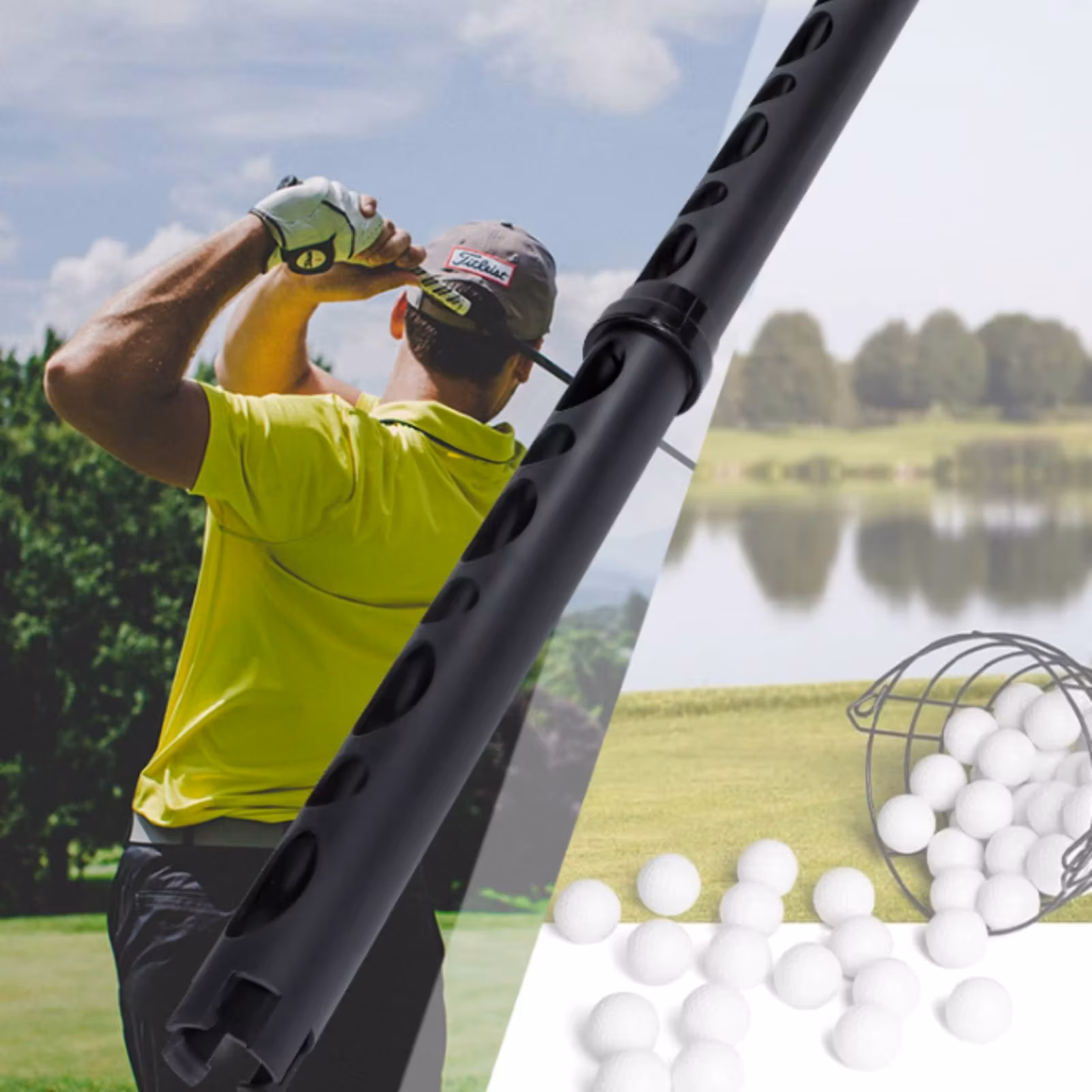 Golf Ball Picker Tube Detachable Golf Ball Collector Tube Sports Equipment Oval Openings Threaded Joint