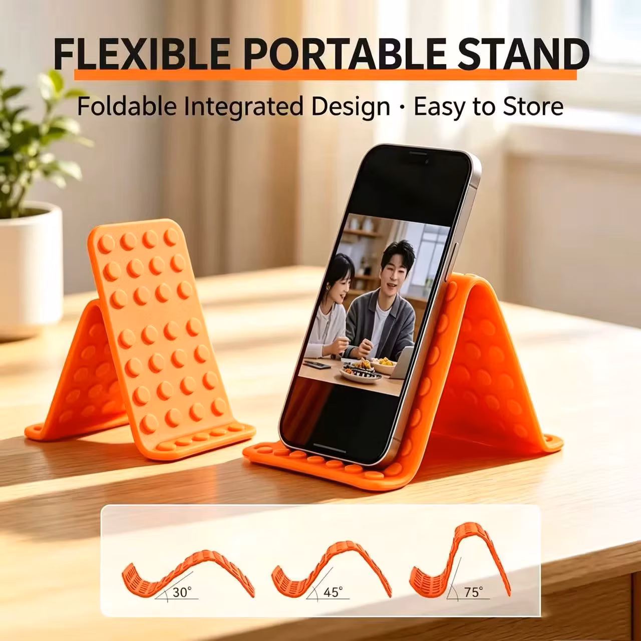 Portable Universal Phone Stand Angle Adjustable Silicone Desktop Tablet Laptop Holder Foldable Transforming Bracket with Hook