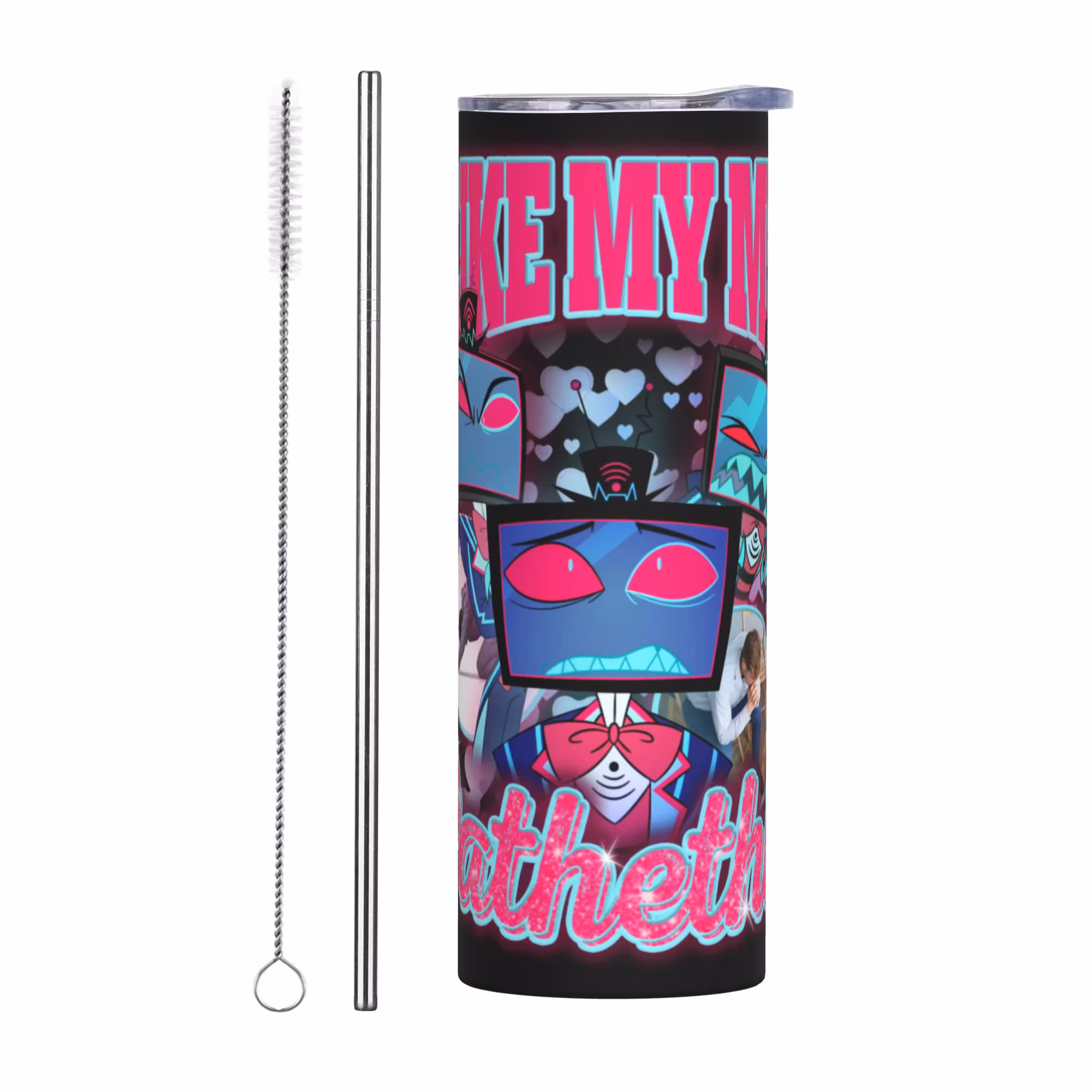Hazbins Anime Animation Hotel Vox Tumbler Vacuum Insulated Stainless Steel Travel Coffee Mug Tags Water Bottle 20oz