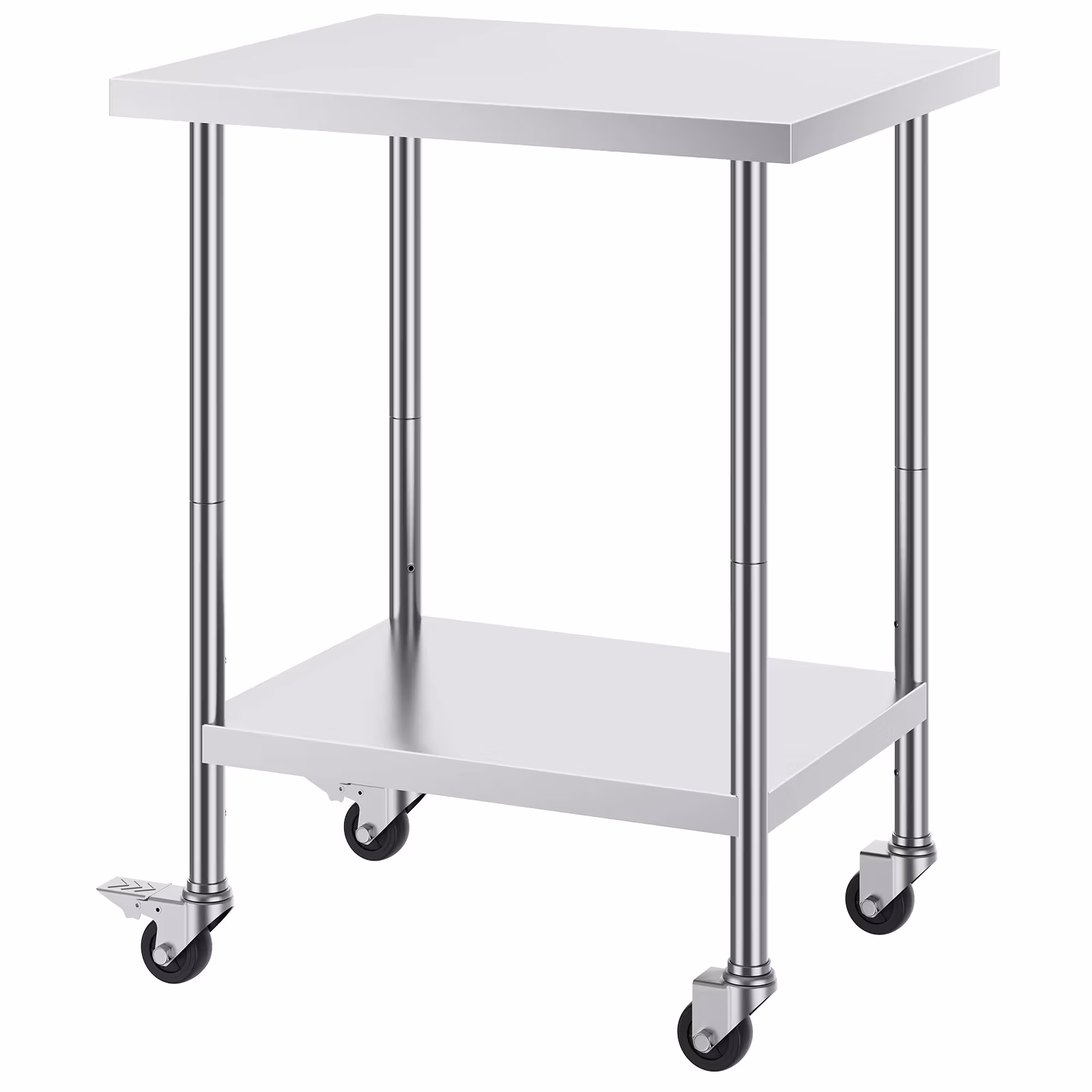 SucceBuy Stainless Steel Work Table with Wheels 3 Adjustable Height Levels Heavy Duty Food Prep Worktable for Commercial Kitchen