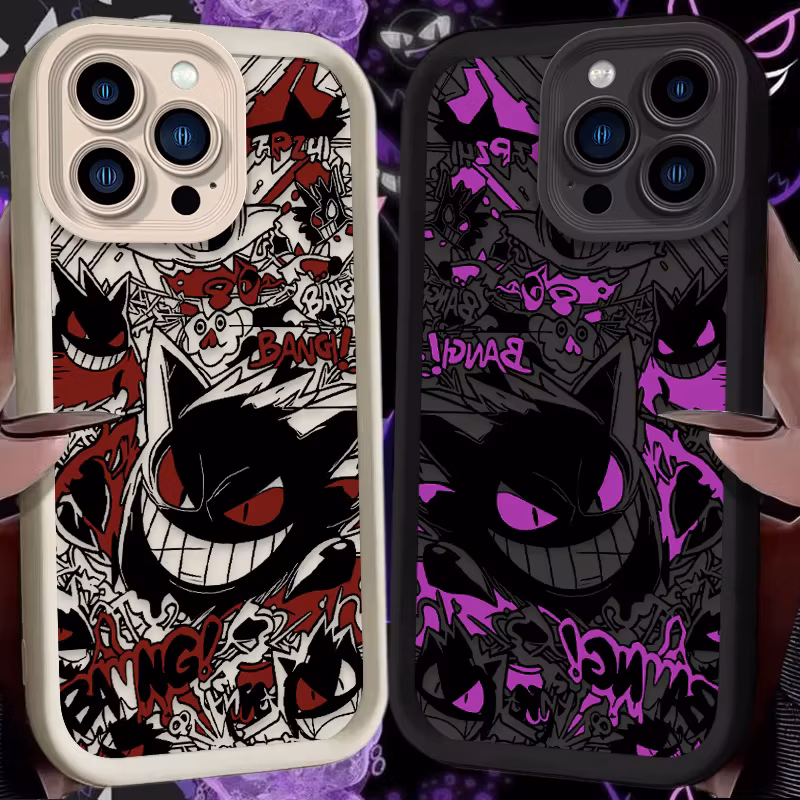 P-Pokemon Gengar Graffiti Phone Case for iPhone 17 Air 16 16E 15 14 13 12 11 Pro Max X XS X S Max XR SE SE4 7 8 Silicone