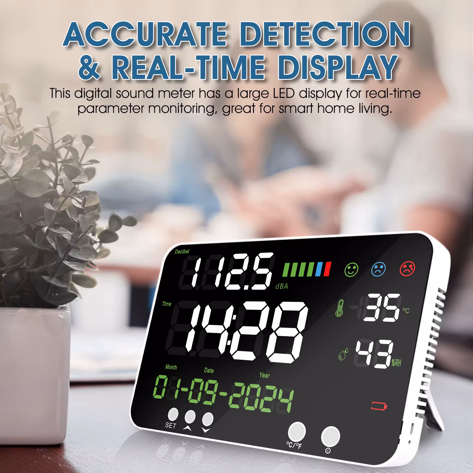 Portable Wall Mounted Digital Noise Decibel Monitor One-second Rapid Sampling Supports Type-C Data Port Charging Functionality