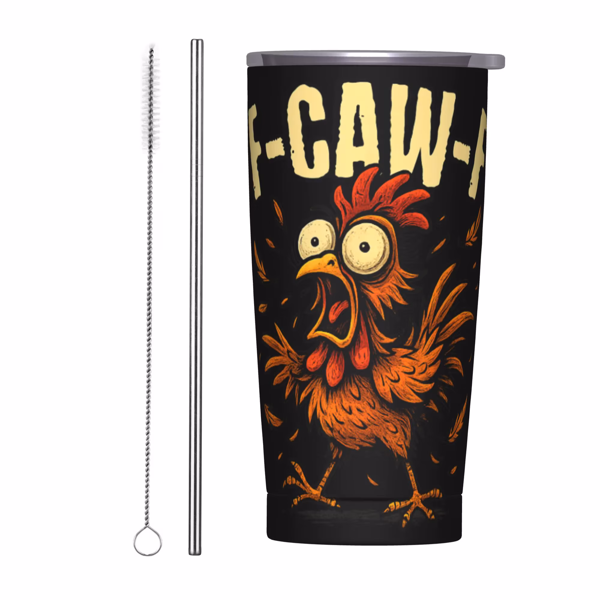 F-Caw-F Chicken Fcawf Tumbler Vacuum Insulated Thermal Mug 20oz Double Wall Spill Proof Tags Mugs With Lid Straw Bottle Cups