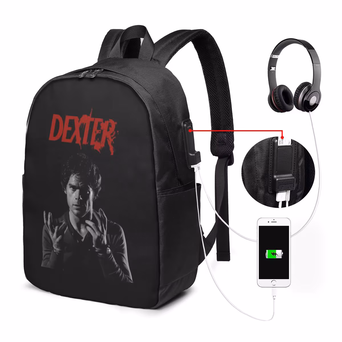 Movie Dexter Morgan Backpack Travel Notebook Bag Computer College Student School Bag Laptop Shoulder Bags for Men Women