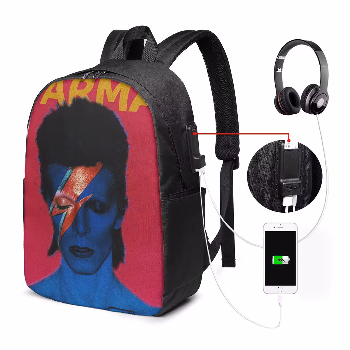 Davids Bowied Backpack Travel Notebook Bag Computer College Student School Bag Laptop Shoulder Bags for Men Women