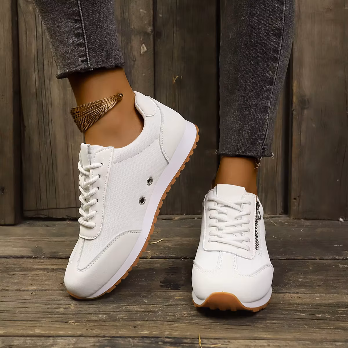 Women Sneakers Lightweight Leather Casual Shoes Forrest Gump Shoes Comfort Sport Running Shoes Lace Up Vulcanized Footwear Tenis
