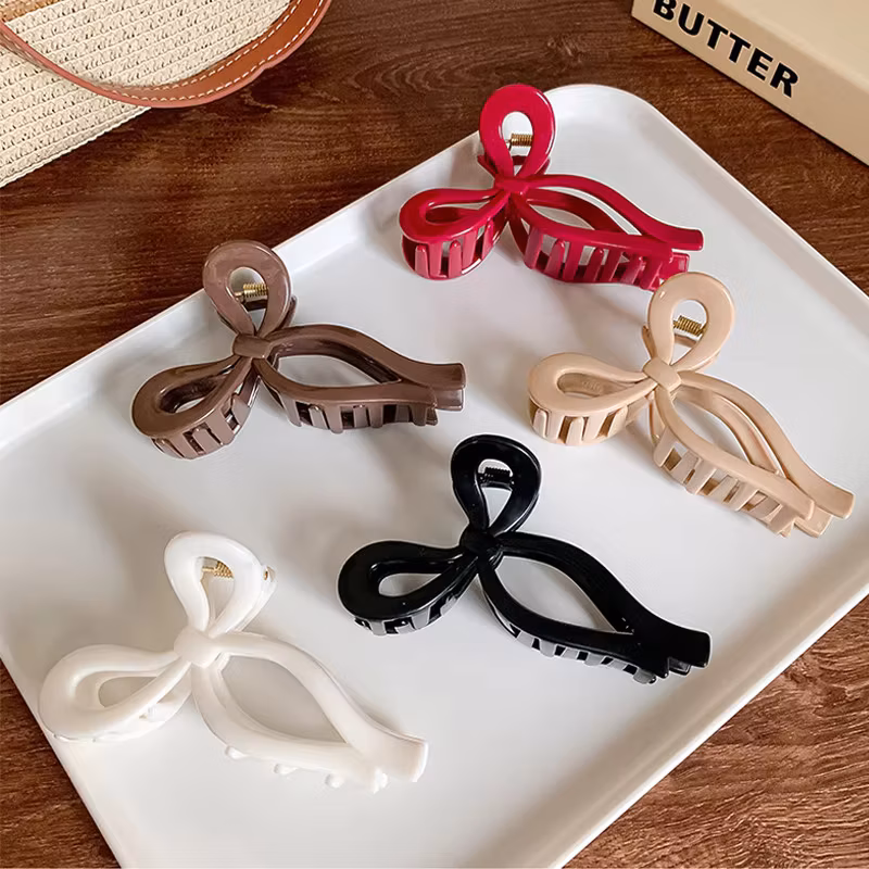 Soft Silicone Bow Hair Clip for Woman Simplicity Elegant Shark Clip Fashion Girl Ponytail Clip Hair Clamp