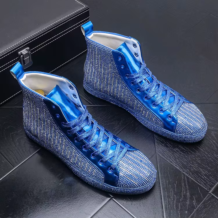 Luxury men's ankle boots Trend sports casual shoes High board shoes Youth rhinestone casual shoes