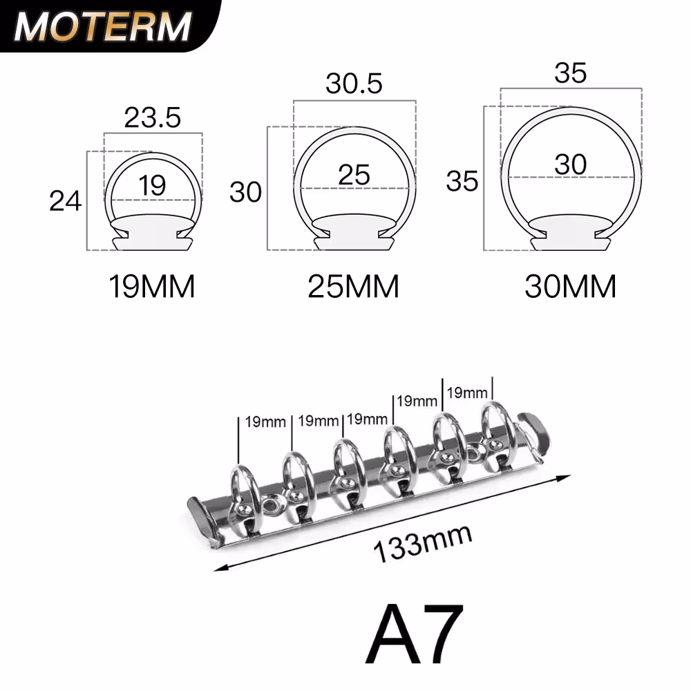 A7 Size Metal Spiral Rings Binder Clip With 2 Pairs of Screw For Diary Notebook Planner Binder Clip File Folder