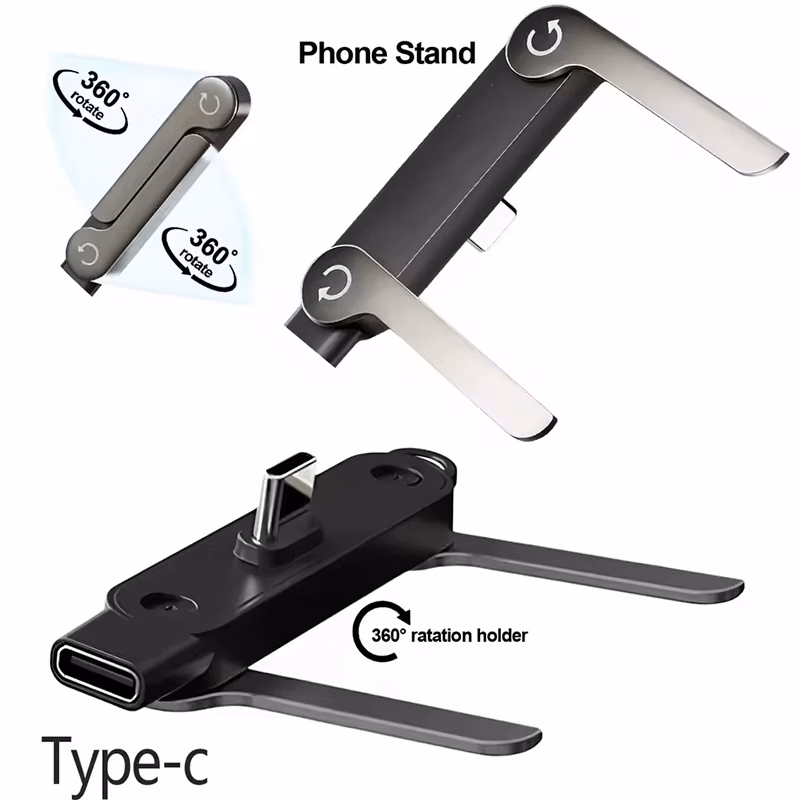 Flat Type C Phone Charging Bracket Adapter 240W Charging Support Otg Foldable Desktop Mount Stand for Mobile Phone Tablet