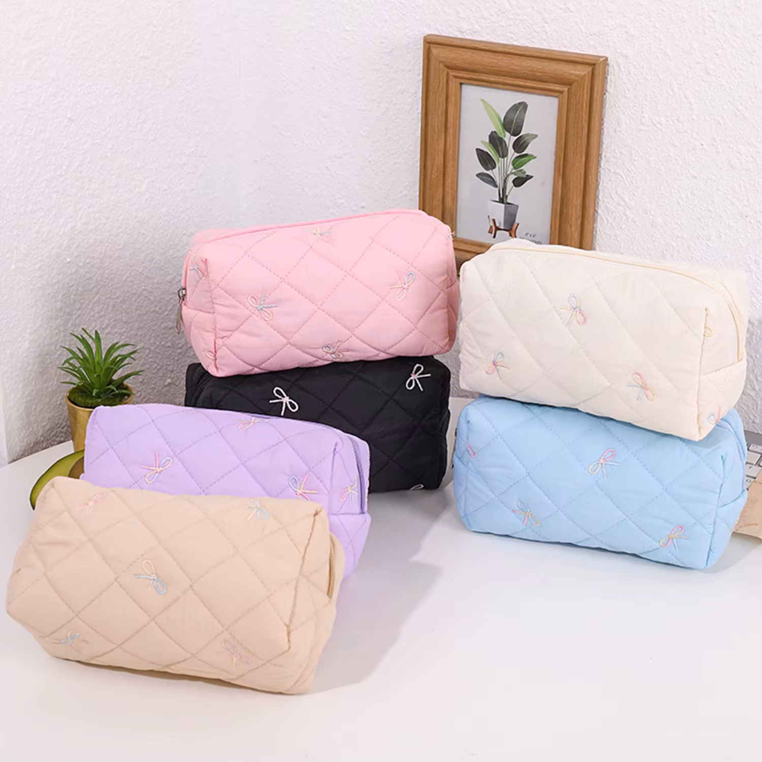 Student Pencil Case With Exquisite Bow Embroidery Ideal For Organizing Stationery Desktop Supplies Portable For Back-to-school