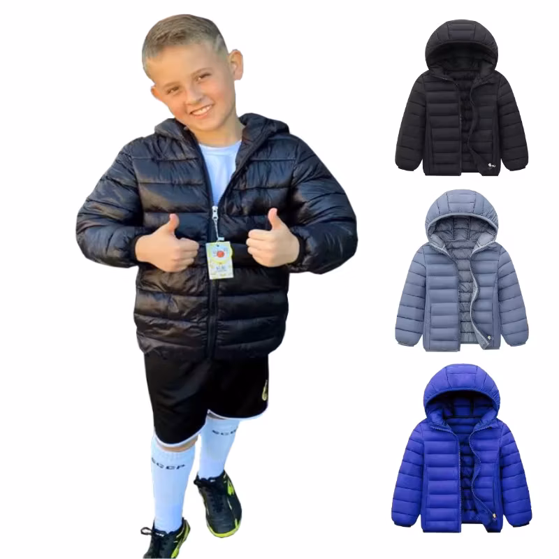Hooded Lightweight Down Jackets Children Boys Girls Coats Autumn Winter Teen Students Outdoor Sports Casual Warm Cotton Clothes