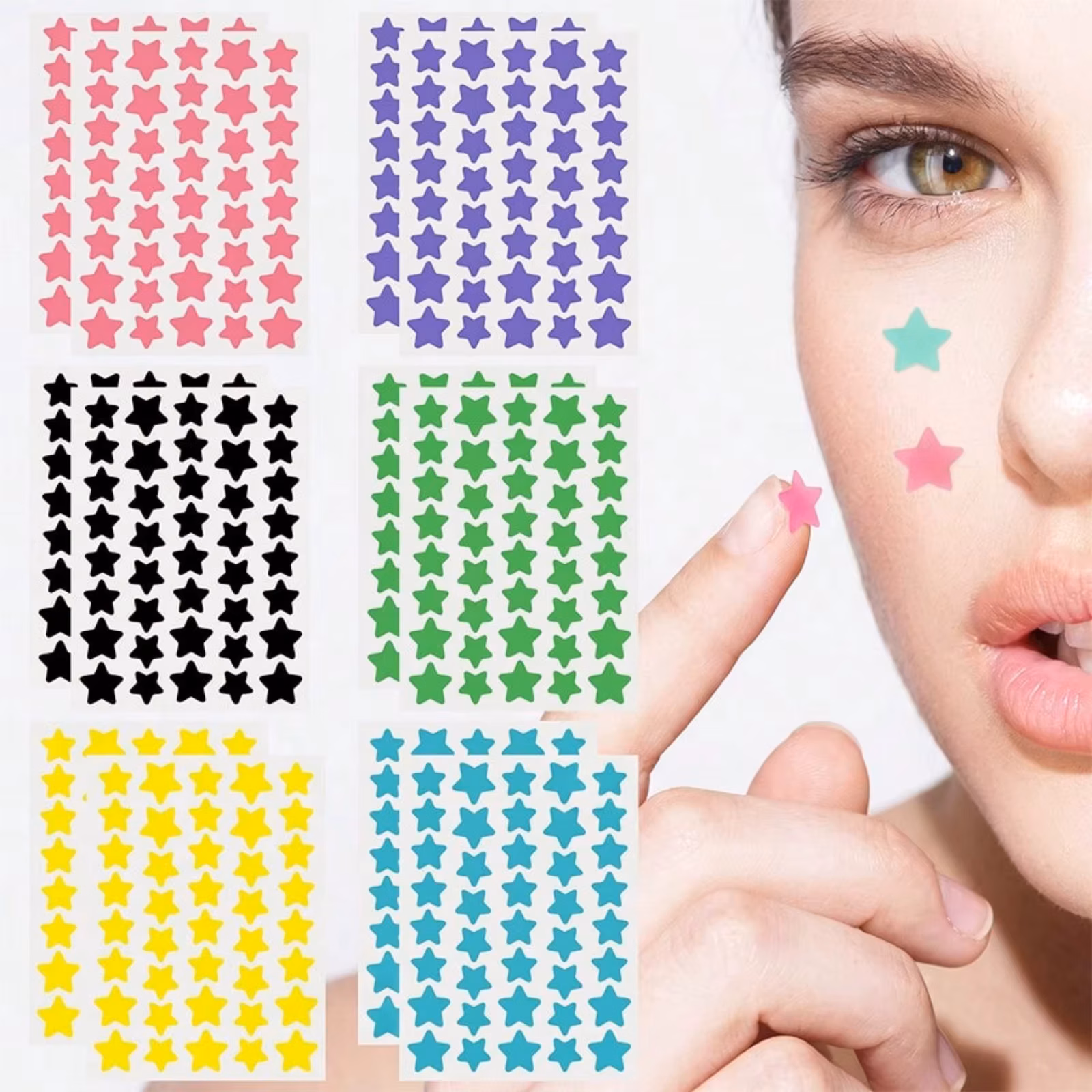 480pcs/12 Sheets, 240pcs/6 Sheets, 40pcs/1 Sheet, Face Star Stickers, Halloween Decorative Stickers, Christmas Decorative Sticke