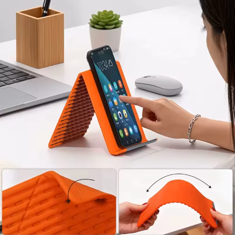Flexible Foldable Silicone Phone Holder Portable Adjustable Multi-Angle Desktop Stand For Laptop Tablet Home Office