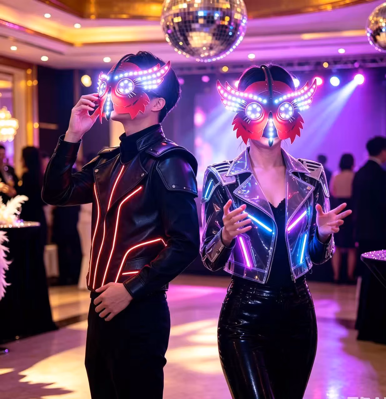 Halloween Led Owl Mask Light Up Glowing Head-mounted Face Mask Colorful Masquerade for Nightclub Bar Rave Party Cosplay Props
