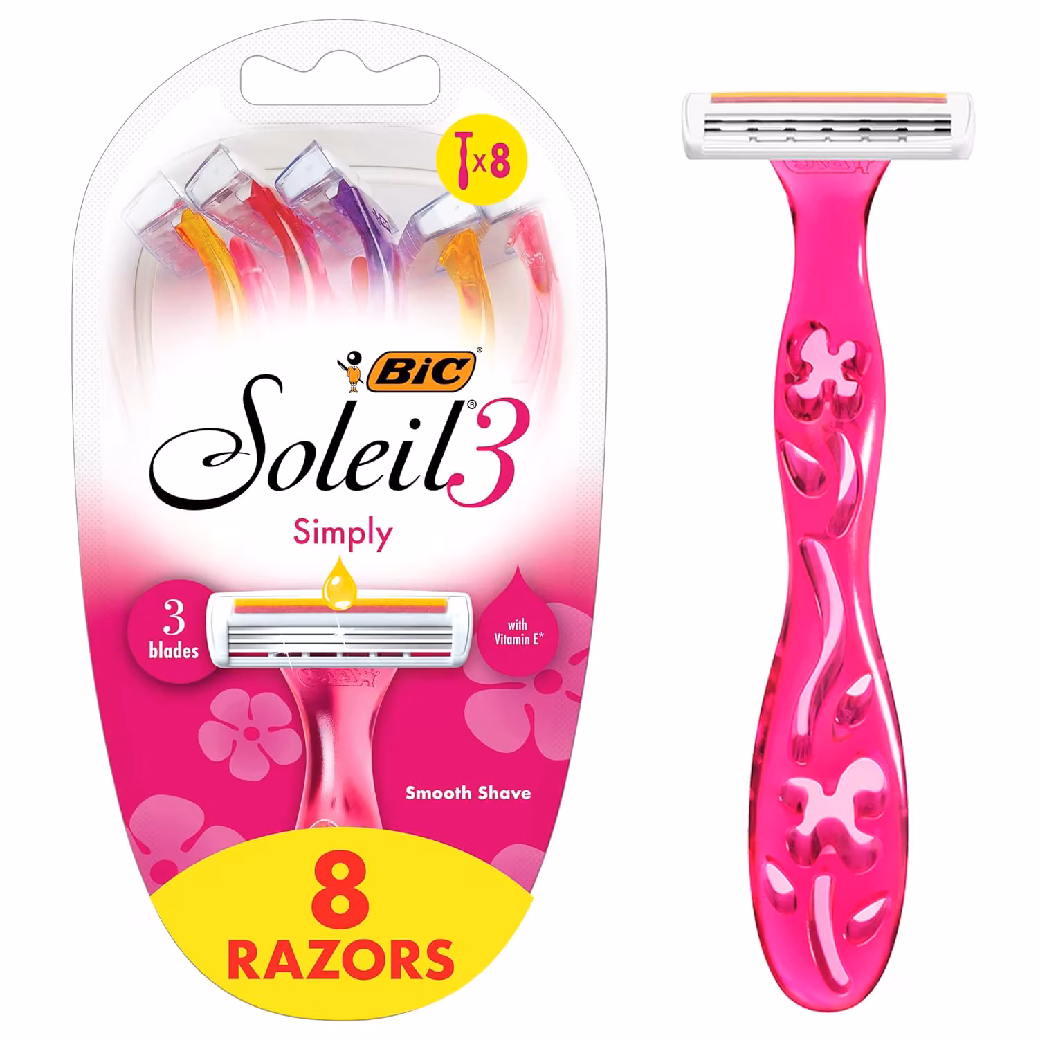 Soleil 3 Simply Women's Disposable 3-Blade Razors, Aloe Vera Moisture Strip, College Dorm Room Essential, Shower Caddy and Toile