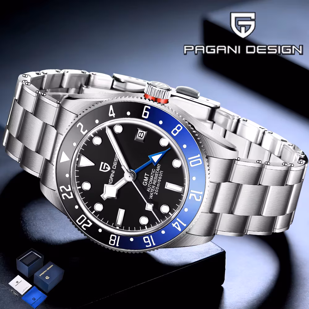 Pagani design BB40 men's mechanical watch Gmt men's automatic watch gift box brand Sapphire luminous 20BAR clock reloj