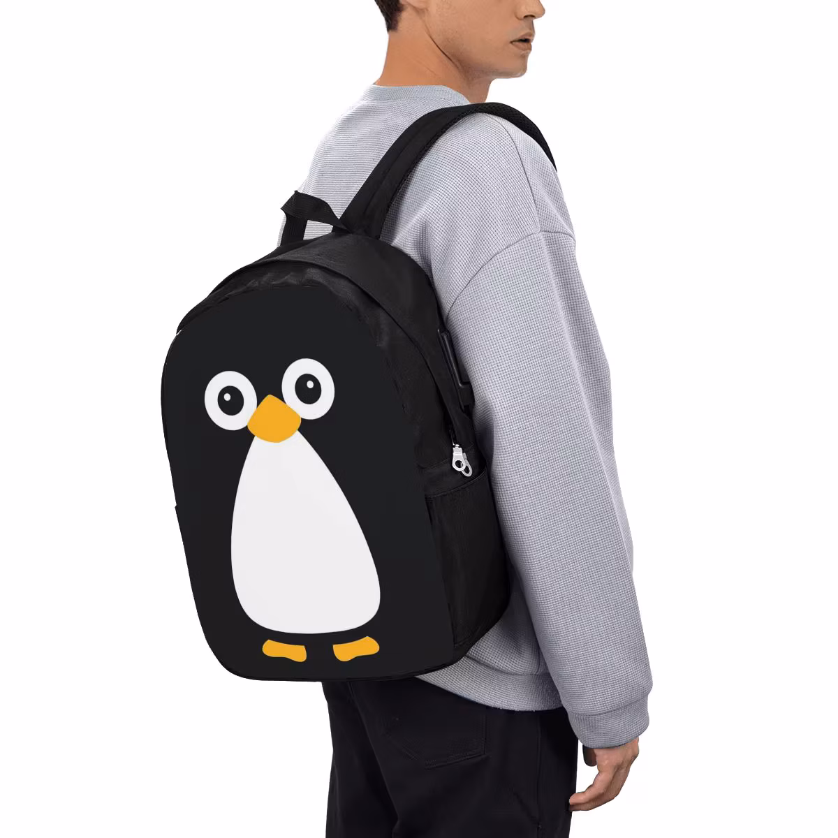 Cute Vector Penguin Backpack Travel Notebook Bag Computer College Student School Bag Laptop Shoulder Bags for Men Women