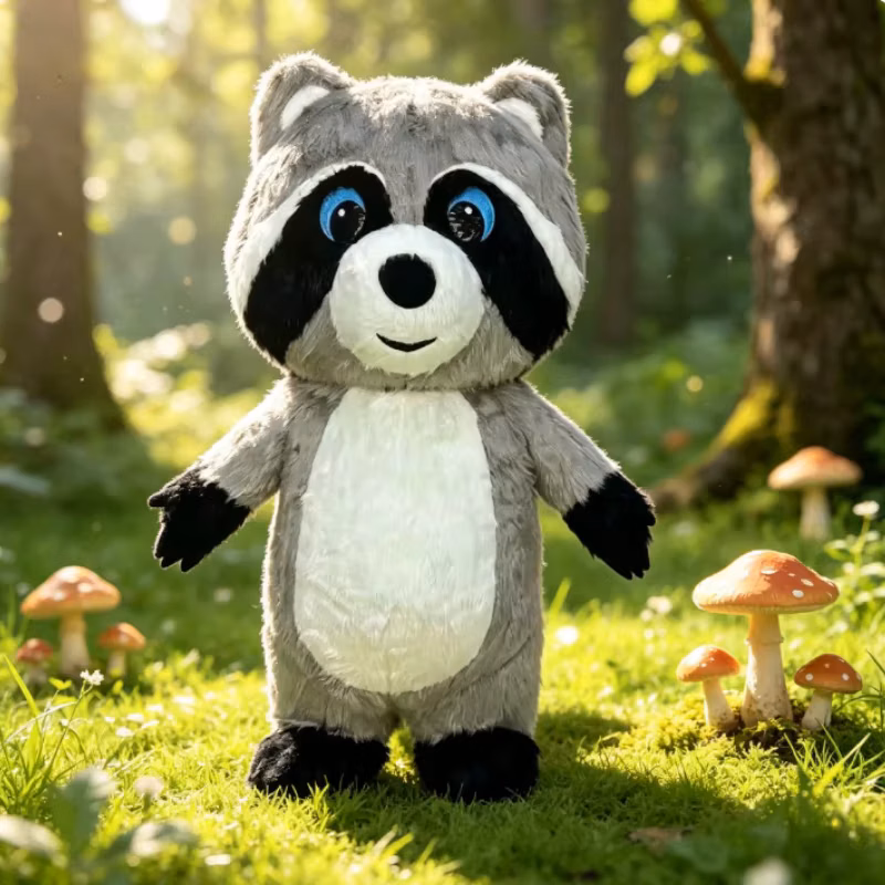 Grey Plush Inflatable Raccoon Mascot Costume Halloween Xmas Funny Party Role Play Street Walking Performance Doll Outfits