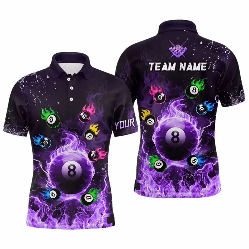 Fashion Billiards Pattern Polo Shirts For Men Summer Trend Custom Name 3D Printed Team Uniforms Oversized Billiards Game Tops