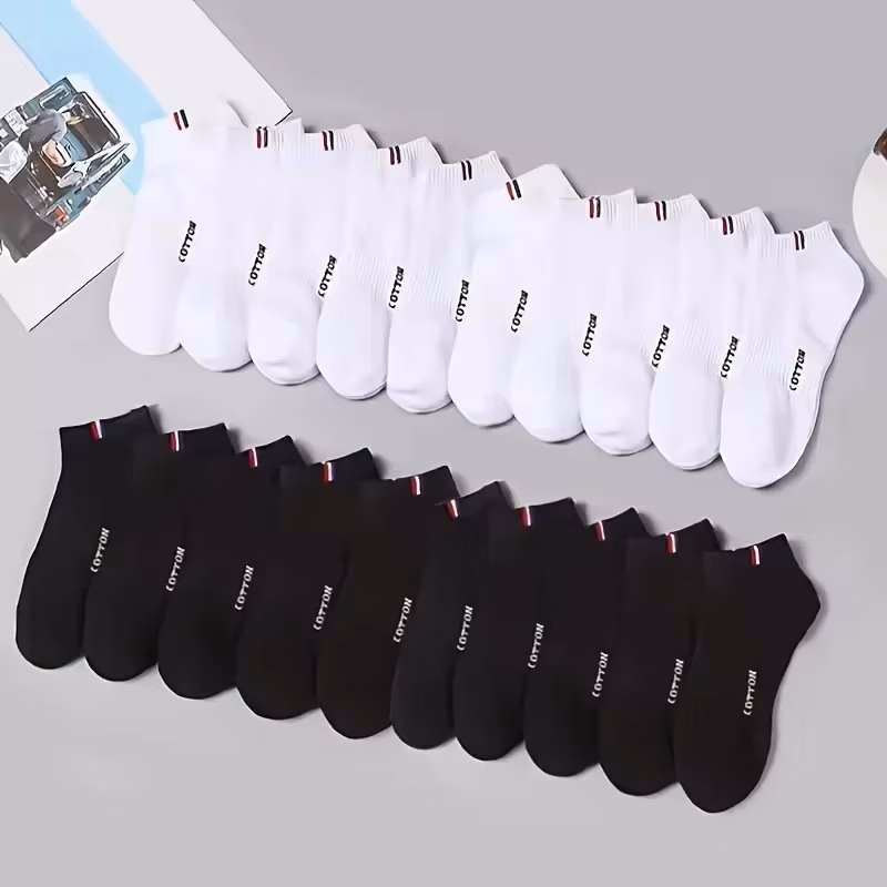 Men's Thin Boat Socks Summer Blending Plain Color Mens Casual Breathable Sweat Absorbing Calibration 1-50 Pairs