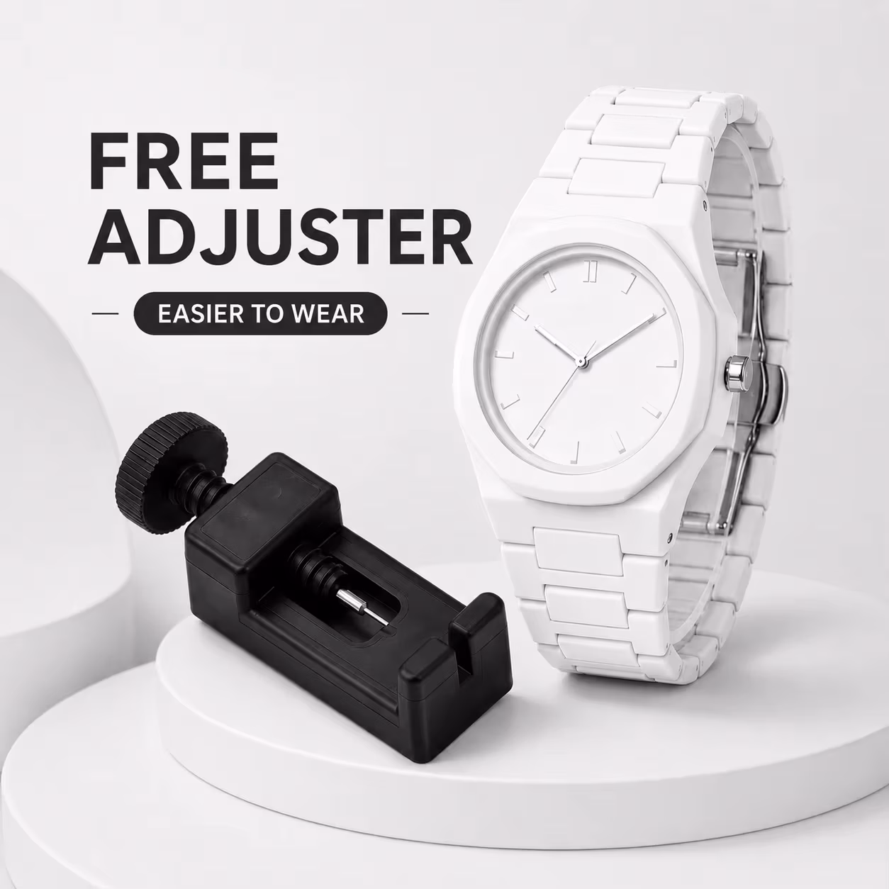 Minimalist Link Strap Watch Set with Free Watch Adjuster, Adjustable Analog Wristwatch Available in Multiple Colors