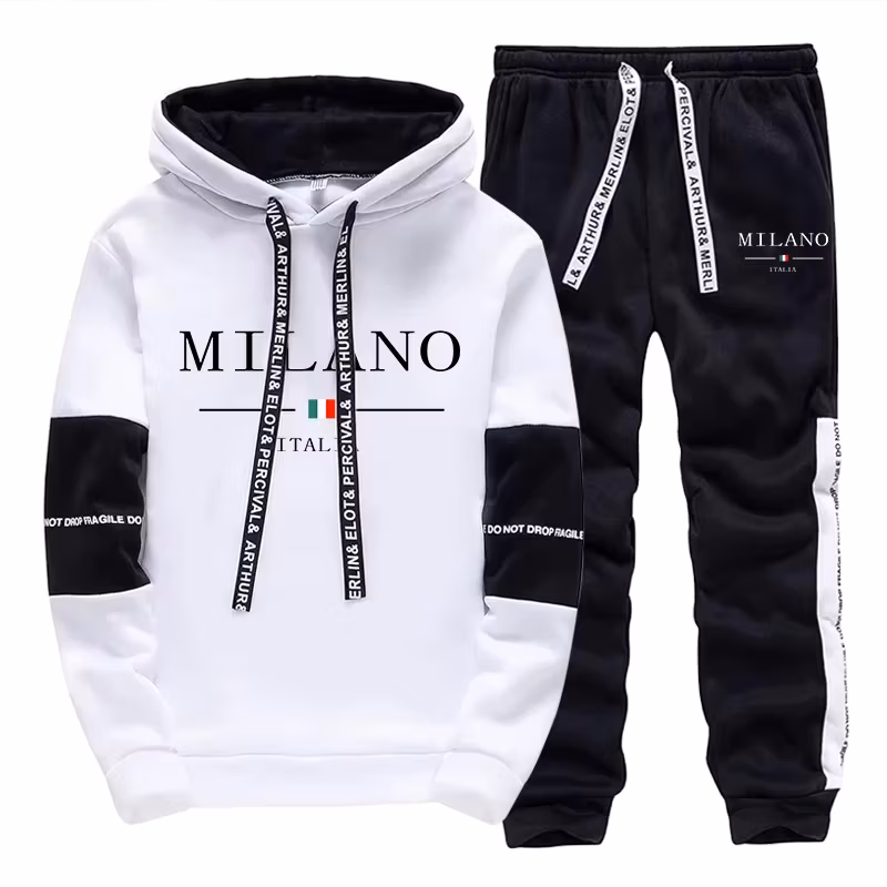Men's Set/Hoodie/Pants Italy Trendy Hoodie Sportswear Outfit Autumn Daily Casual Fashion Hooded Sweatshirt and Jogger Pants