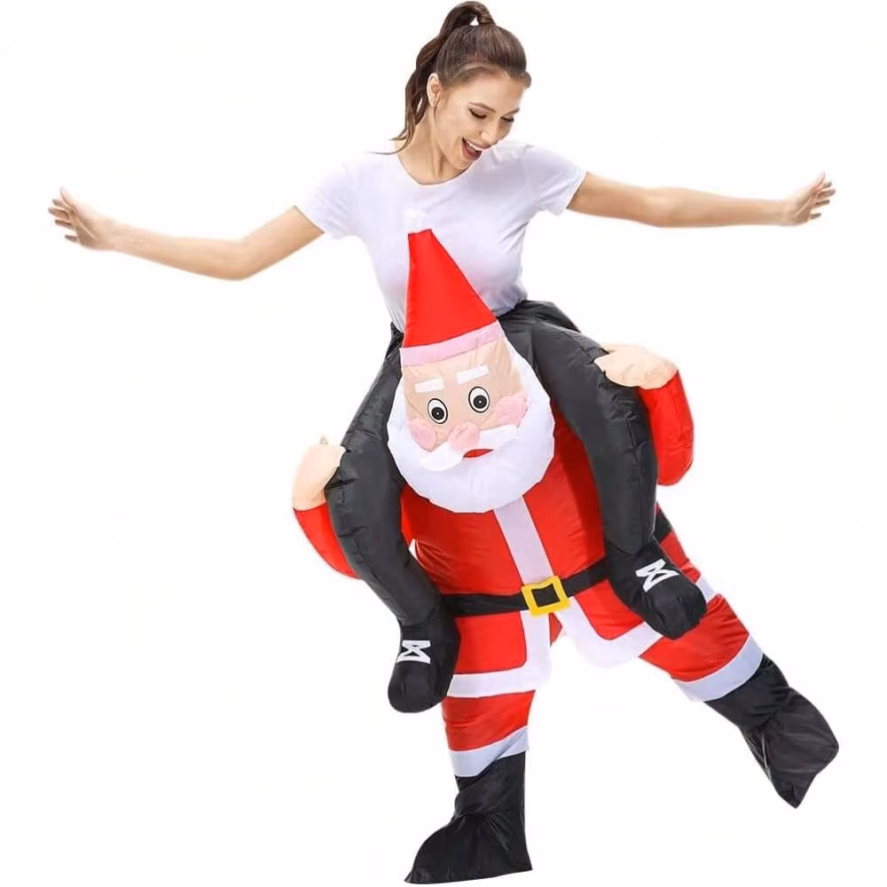 Ride On Santa Claus Inflatable Costume, Blow Up Santa Ride On Suit, Funny Christmas Cosplay Outfit for Xmas Party Fancy Dress