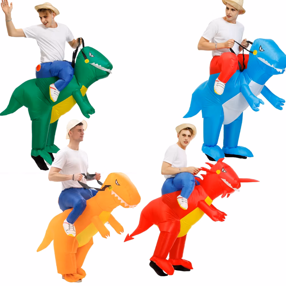 Ride On Dinosaur Inflatable Costume Adult Halloween Party Blow Up T-Rex Fancy Dress Cosplay Outfit for Carnival Birthday