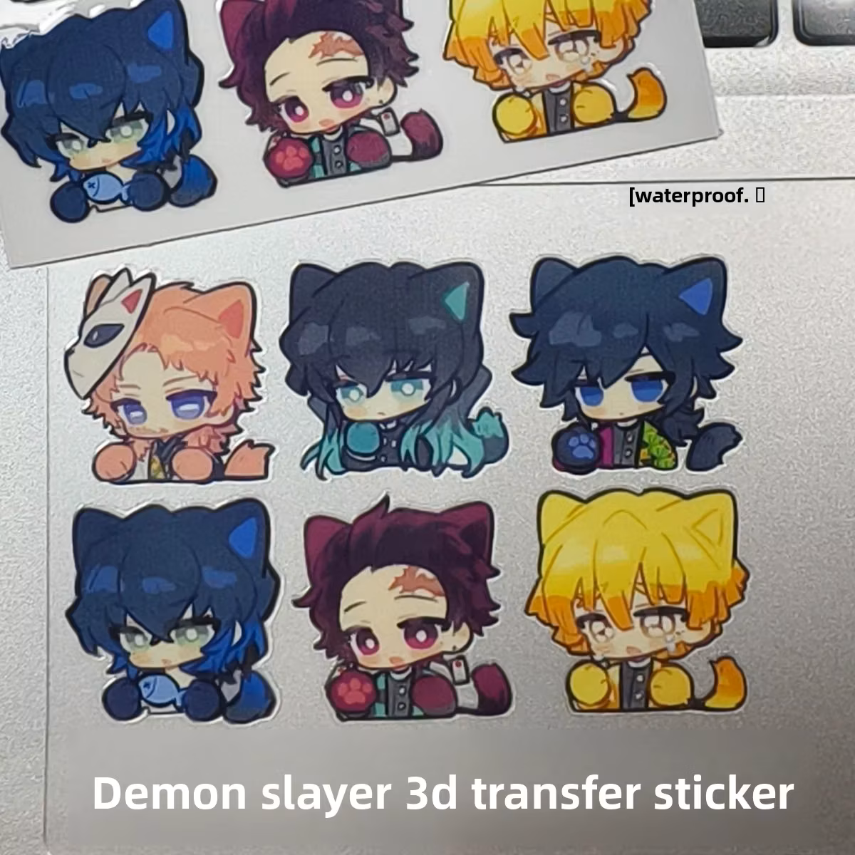 Demon Slayer Mini Sticker Merchandise Tanjiro Giyuu Cute 3D Waterproof Transfer Stickers for Decorating Tablets and Computers