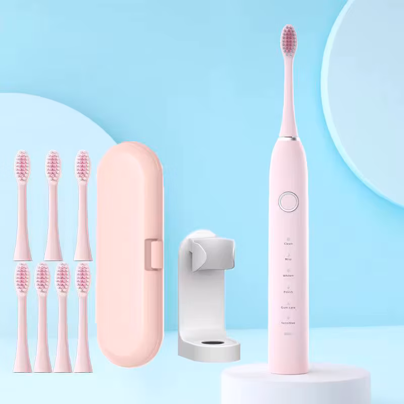 6 Modes Electric Sonic Toothbrush Usb Rechargeable for Adults Ultrasonic Tootbrush with 4/8 Replacement Heads Smart Timer IPX7