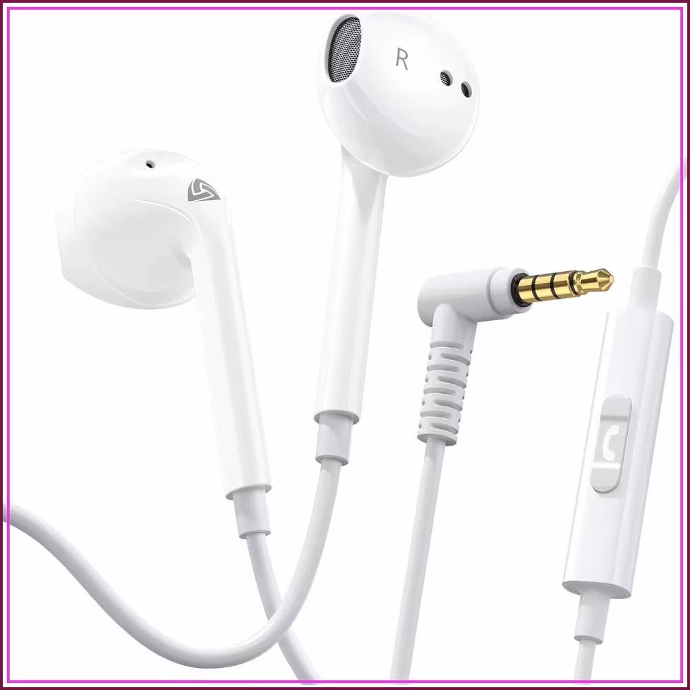 Wired Earbuds with Microphone, 3.5mm Jack, 5-Year Warranty, In-Ear Headphones for iPhone Samsung Computer Laptop School Students Women Small Ear